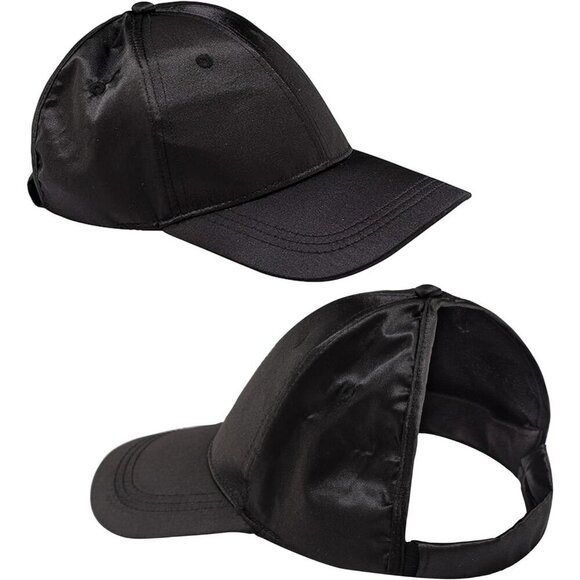 Backless Satin Curl Cap Womens Open-Back Ponytail Messy Bun Flexible
